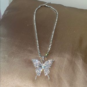 COPY - Silver butterfly rhinestone necklace chain